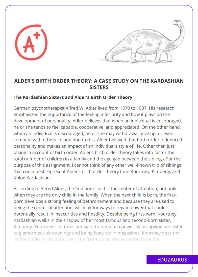 Alder’s Birth Order Theory: a Case Study On The Kardashian Sisters