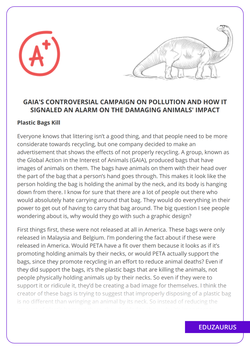 GAIA’s controversial campaign on pollution and how it signaled an alarm on the damaging animals’ impact