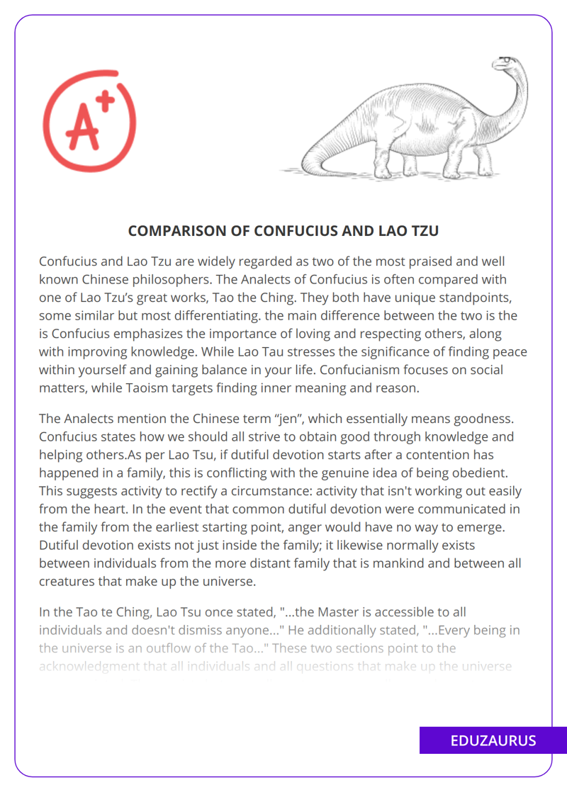 Comparison Of Confucius And Lao Tzu