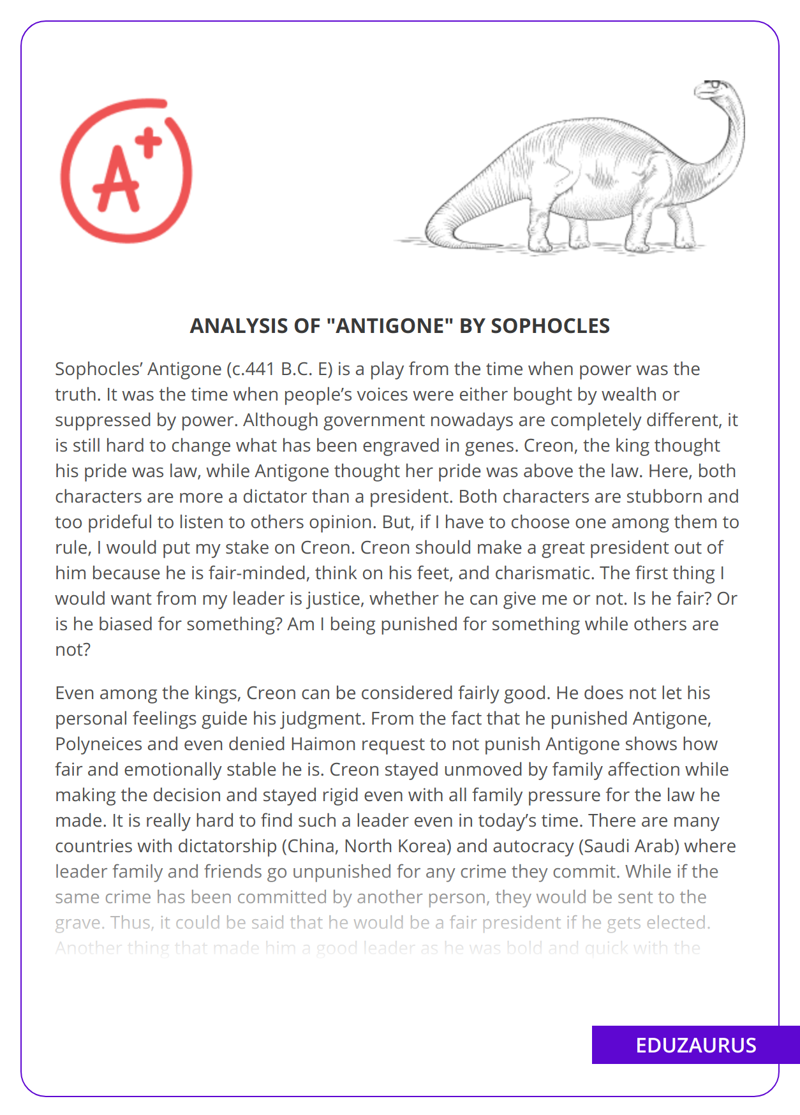 Analysis Of “Antigone” By Sophocles