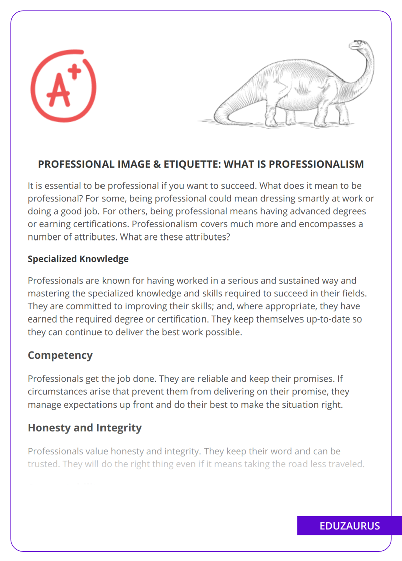 Professional Image & Etiquette: What Is Professionalism