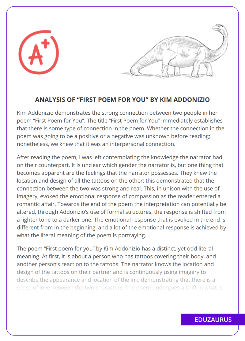 Analysis Of “First Poem For You” By Kim Addonizio