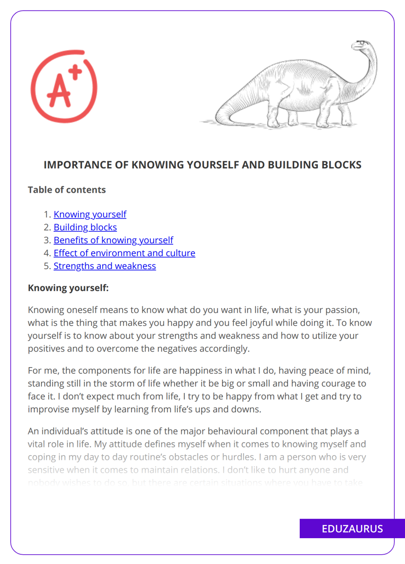 Importance Of Knowing Yourself And Building Blocks