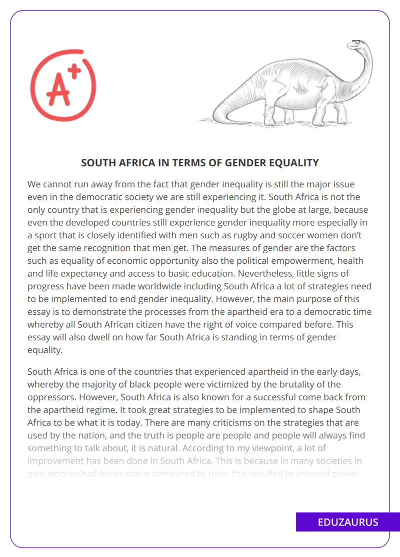 South Africa in Terms Of Gender Equality