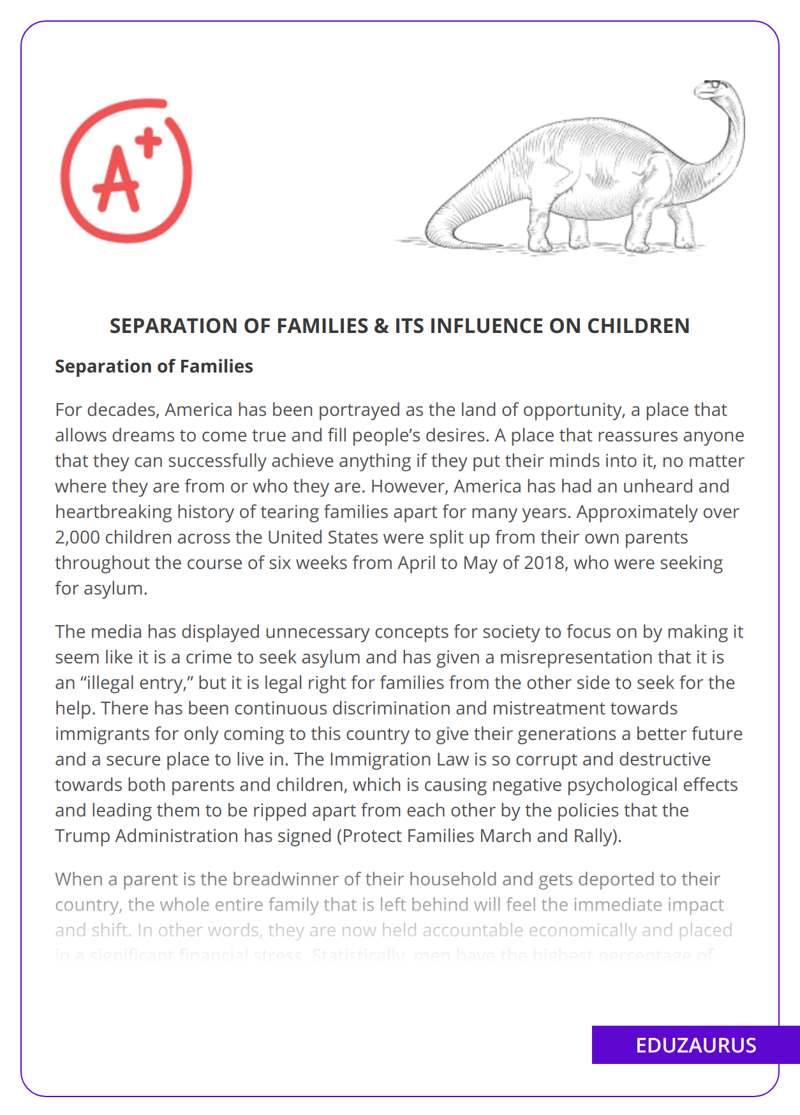 Separation Of Families & Its Influence On Children