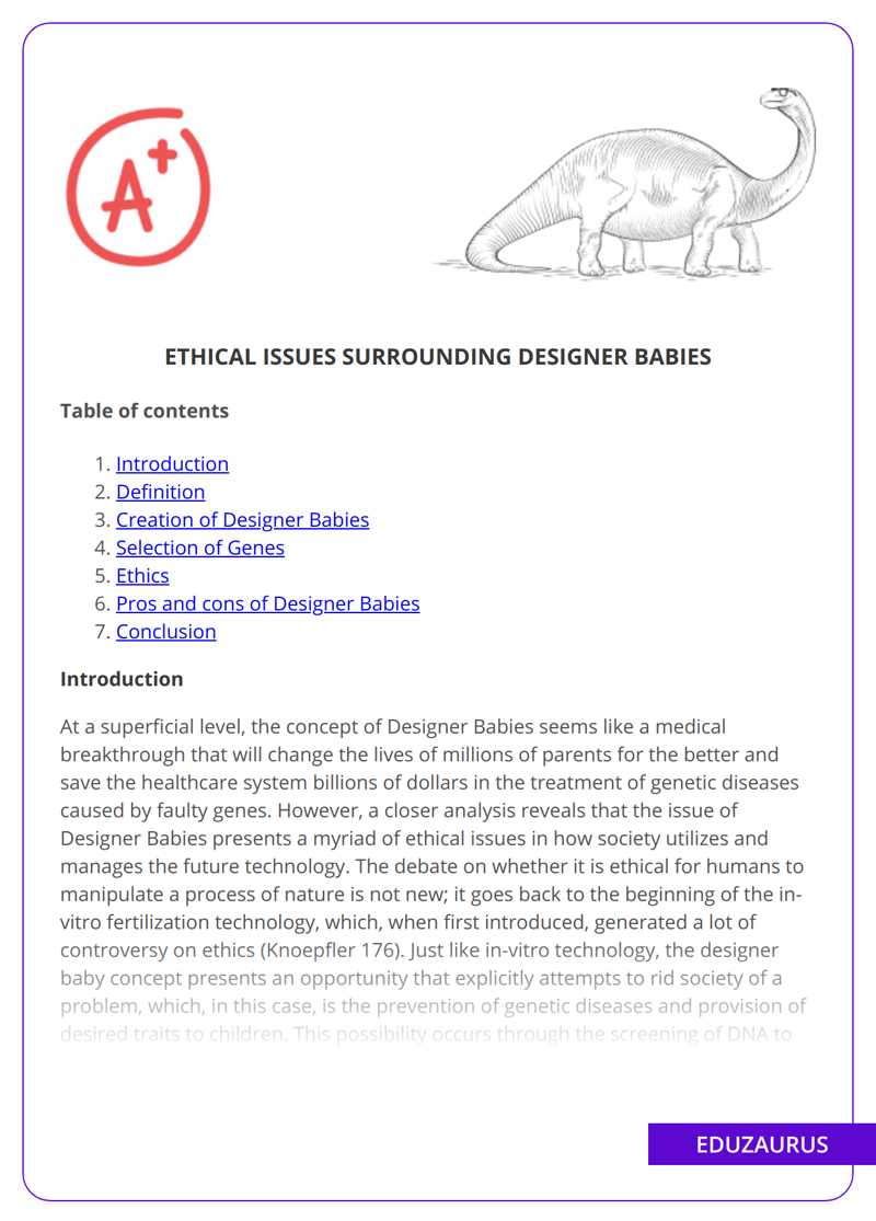Ethical Issues Surrounding Designer Babies