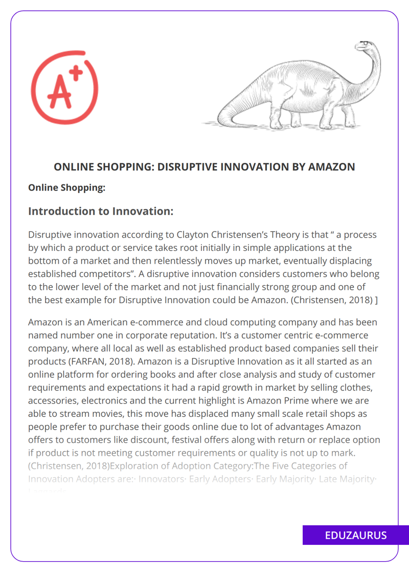 Online Shopping: Disruptive Innovation By Amazon