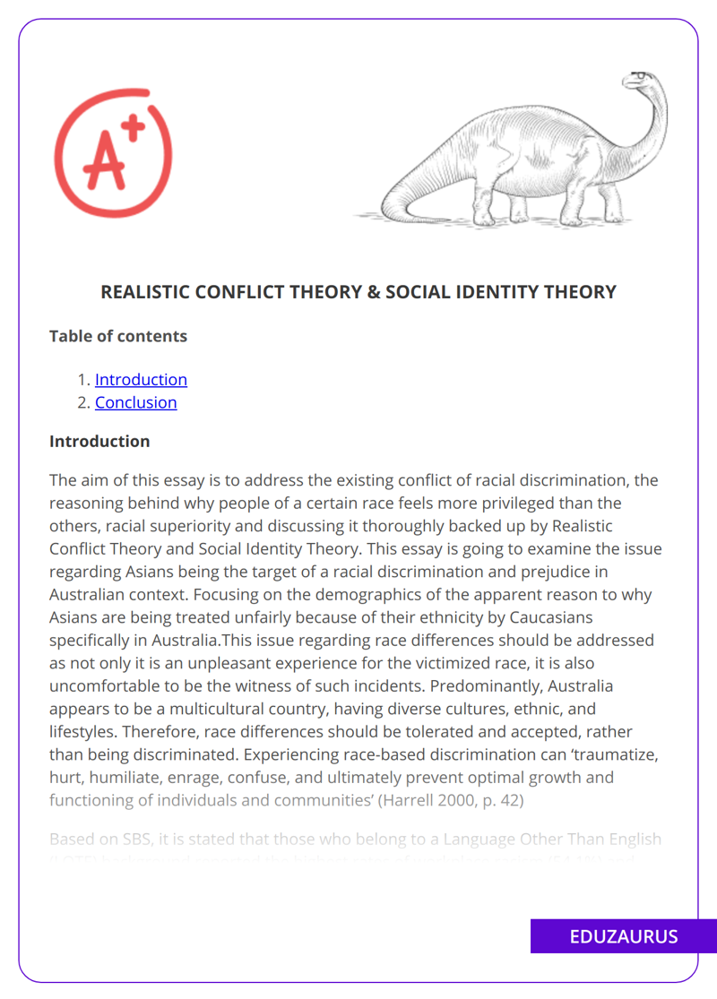 Realistic Conflict Theory & Social Identity Theory