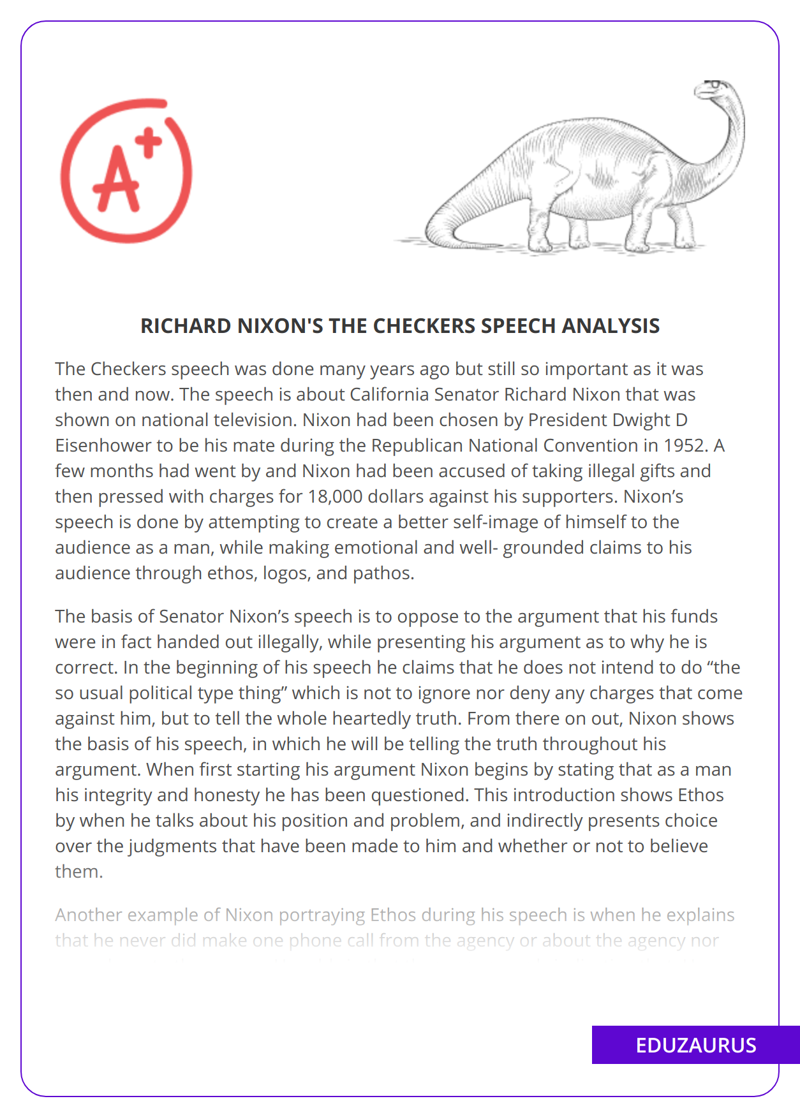 Richard Nixon’s The Checkers Speech Analysis