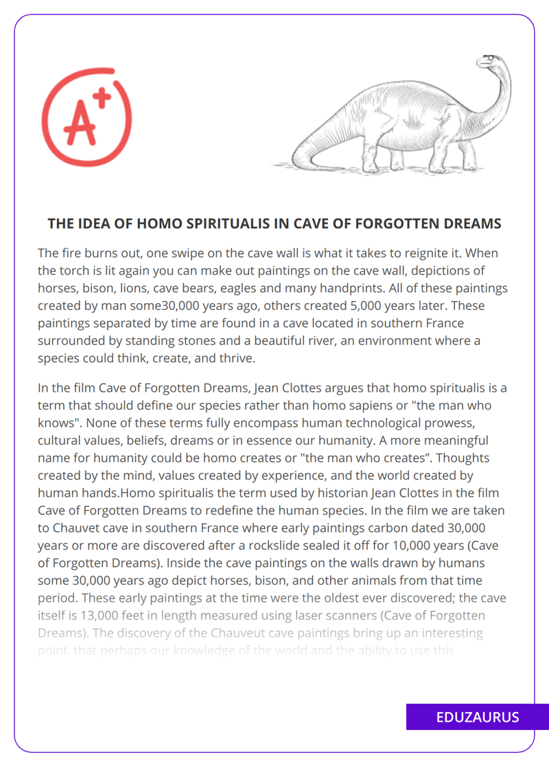 The Idea Of Homo Spiritualis in Cave Of Forgotten Dreams