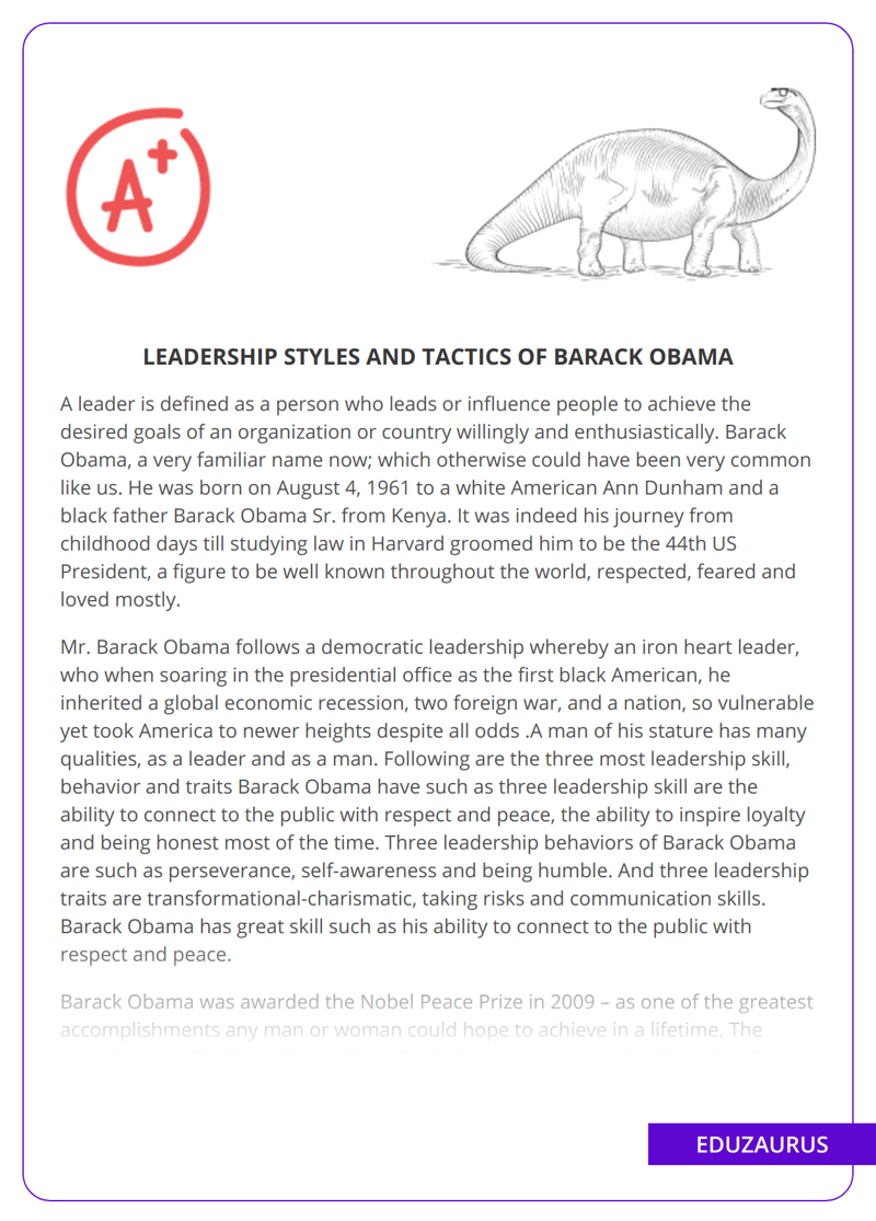 Leadership Styles And Tactics Of Barack Obama