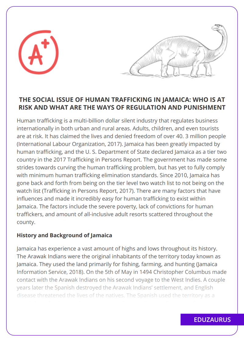 The Social Issue Of Human Trafficking in Jamaica: Who Is At Risk And What Are The Ways Of Regulation And Punishment