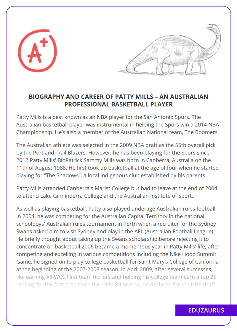 Biography And Career Of Patty Mills – an Australian Professional Basketball Player