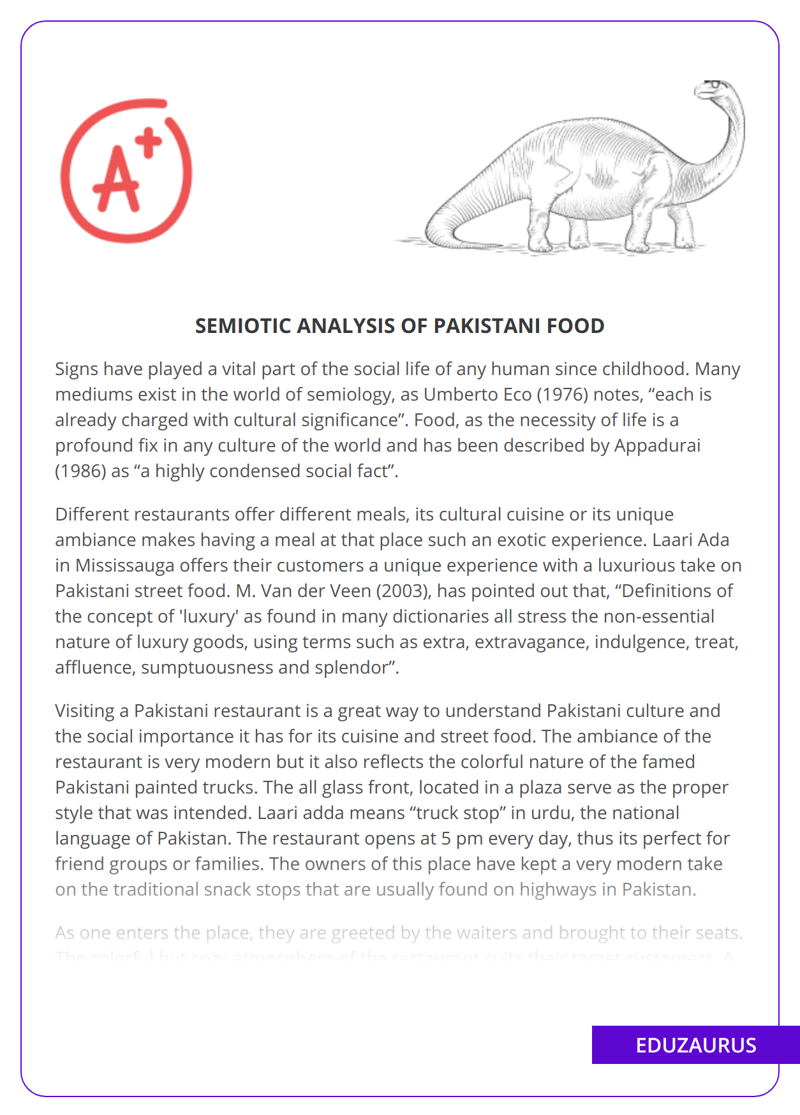Semiotic Analysis Of Pakistani Food