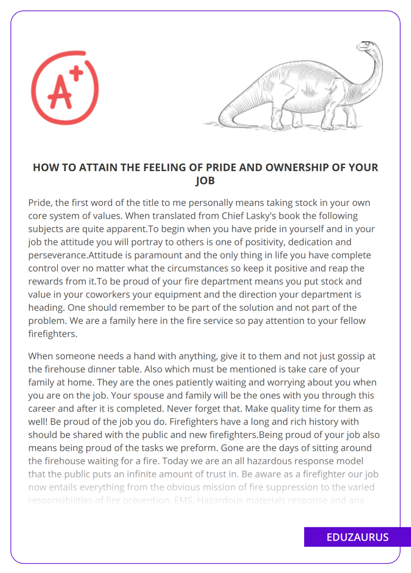How to Attain the Feeling of Pride and Ownership of Your Job