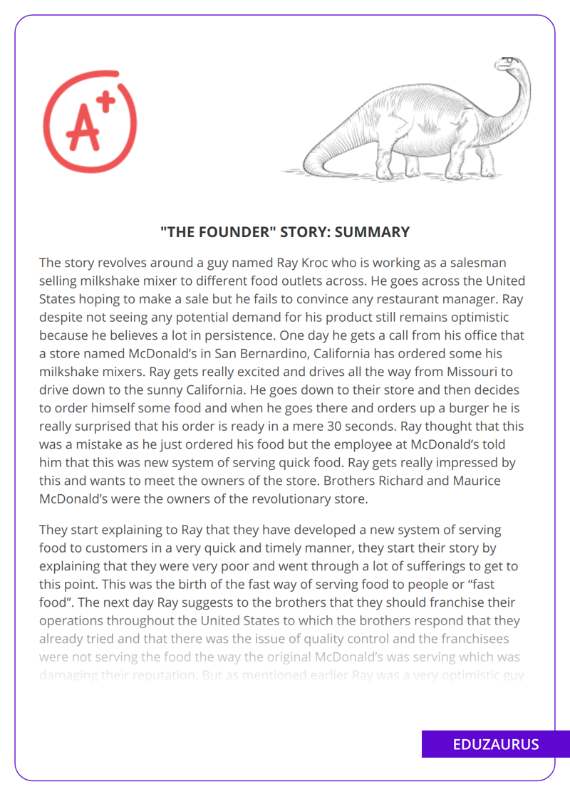 “The Founder” Story: Summary