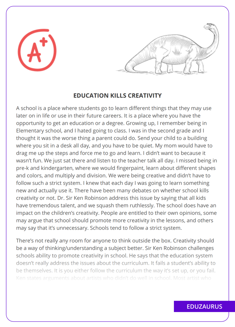 Do Schools Kill Creativity Essay