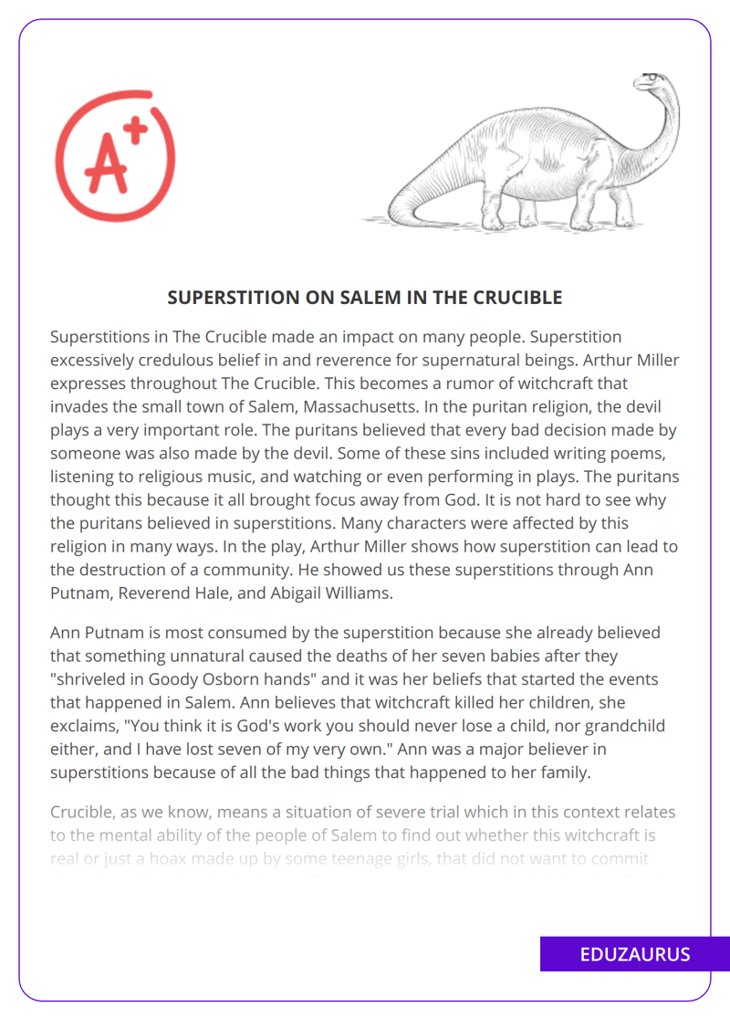 Superstition On Salem in The Crucible