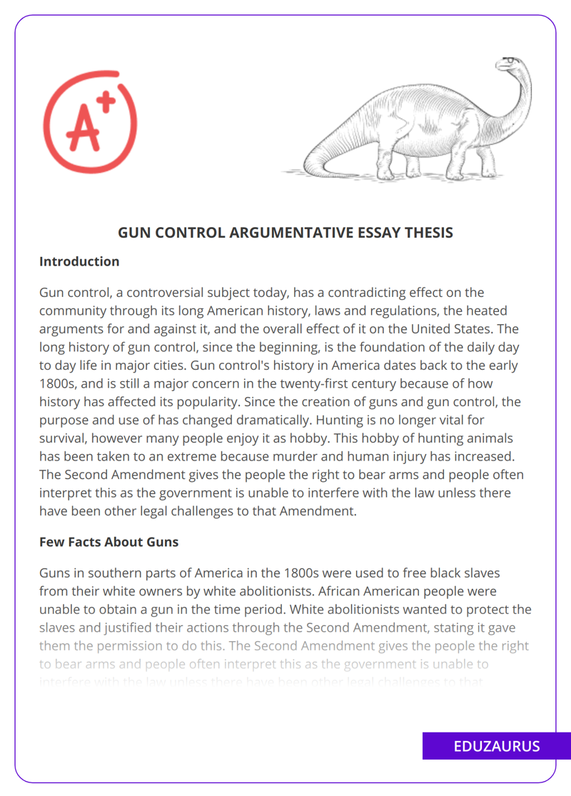 Gun Control Argumentative Essay Thesis