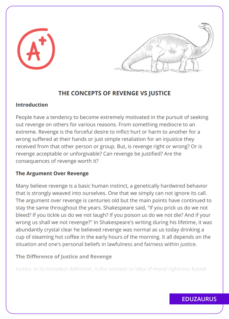 The Concepts Of Revenge Vs Justice