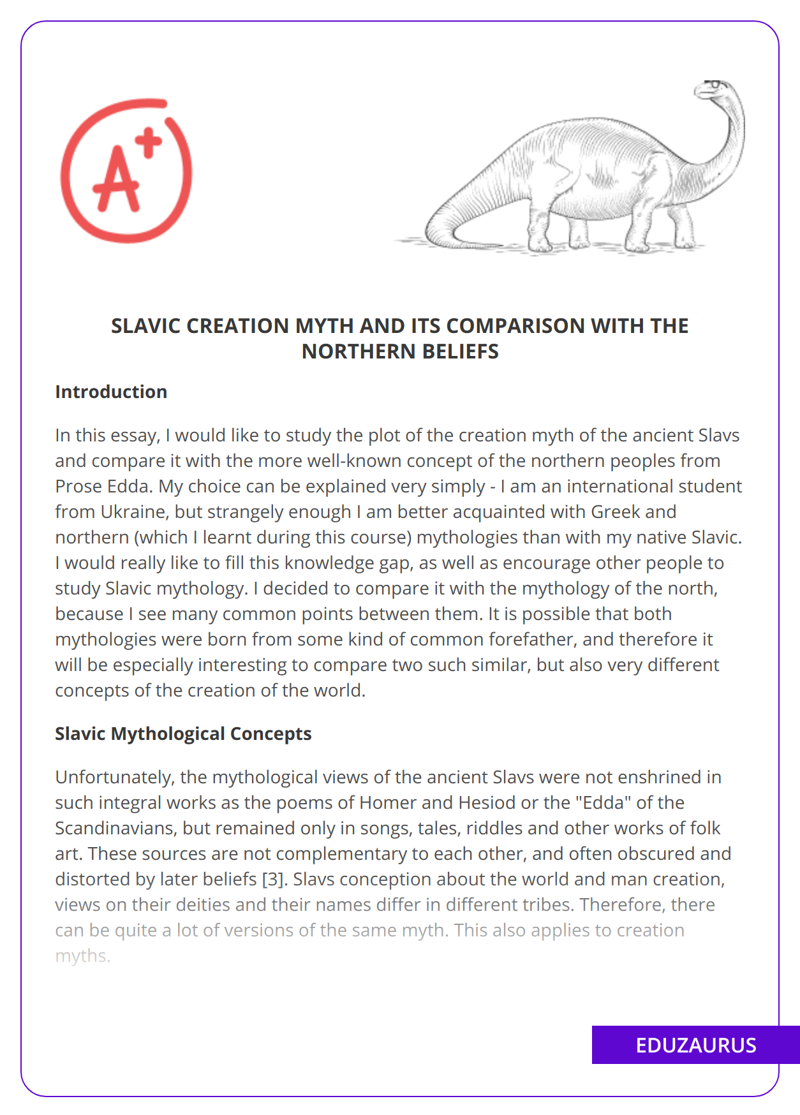Slavic Creation Myth And Its Comparison With The Northern Beliefs