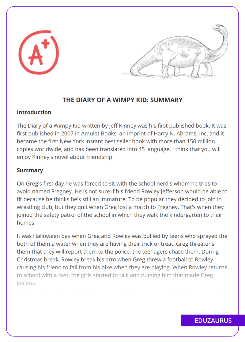 The Diary Of a Wimpy Kid: Summary