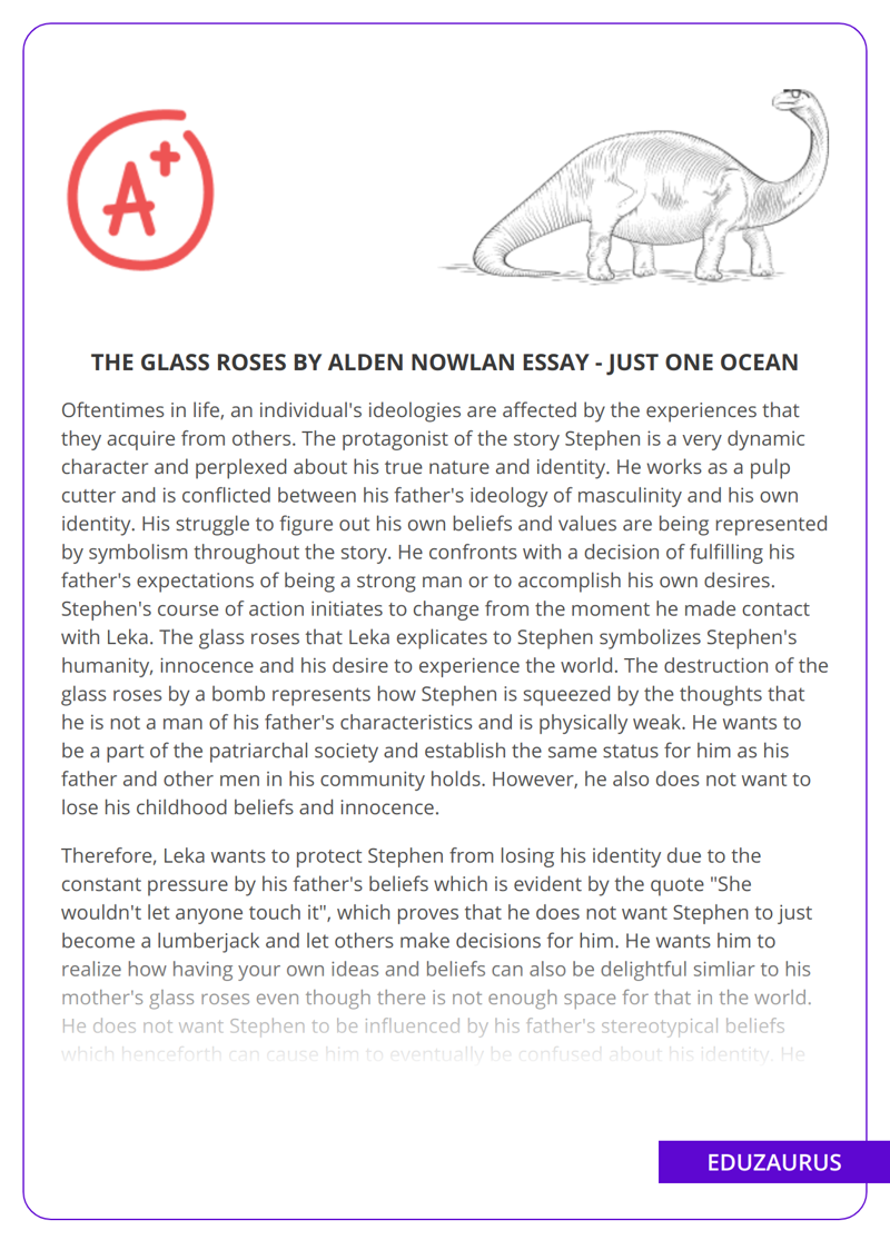 The Glass Roses by Alden Nowlan Essay – Just One Ocean