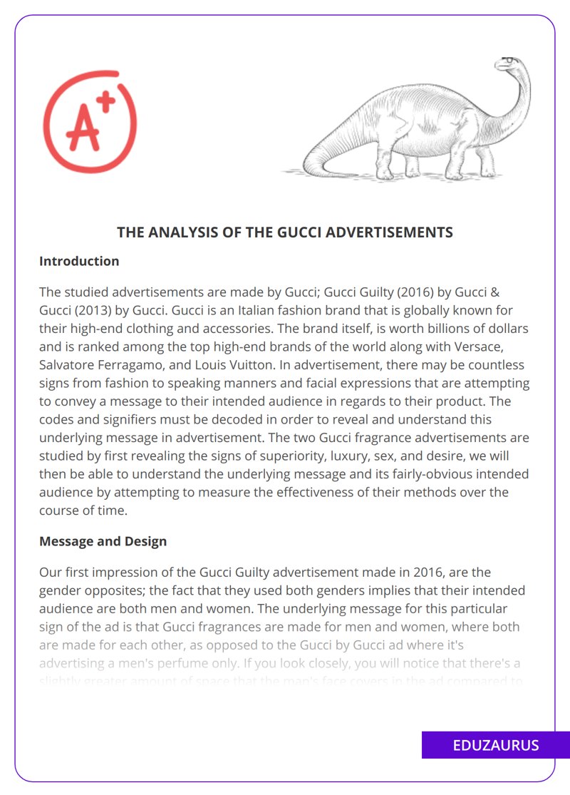The Analysis of the Gucci Advertisements