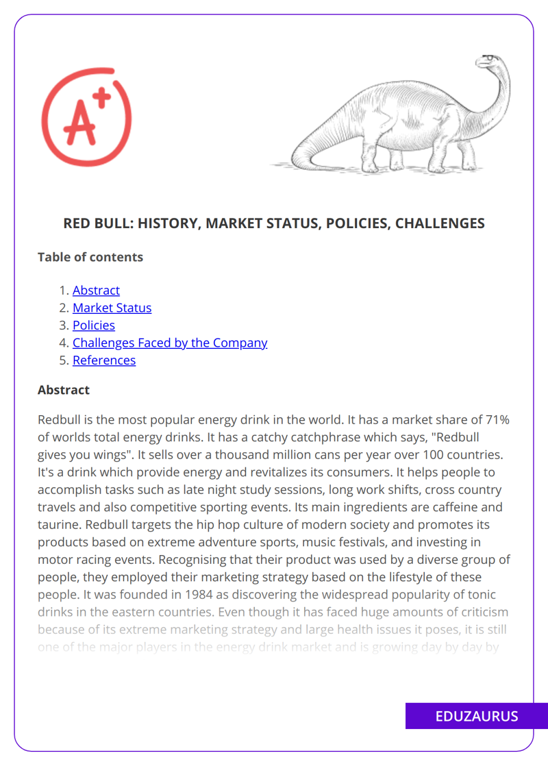 Red Bull: History, Market Status, Policies, Challenges