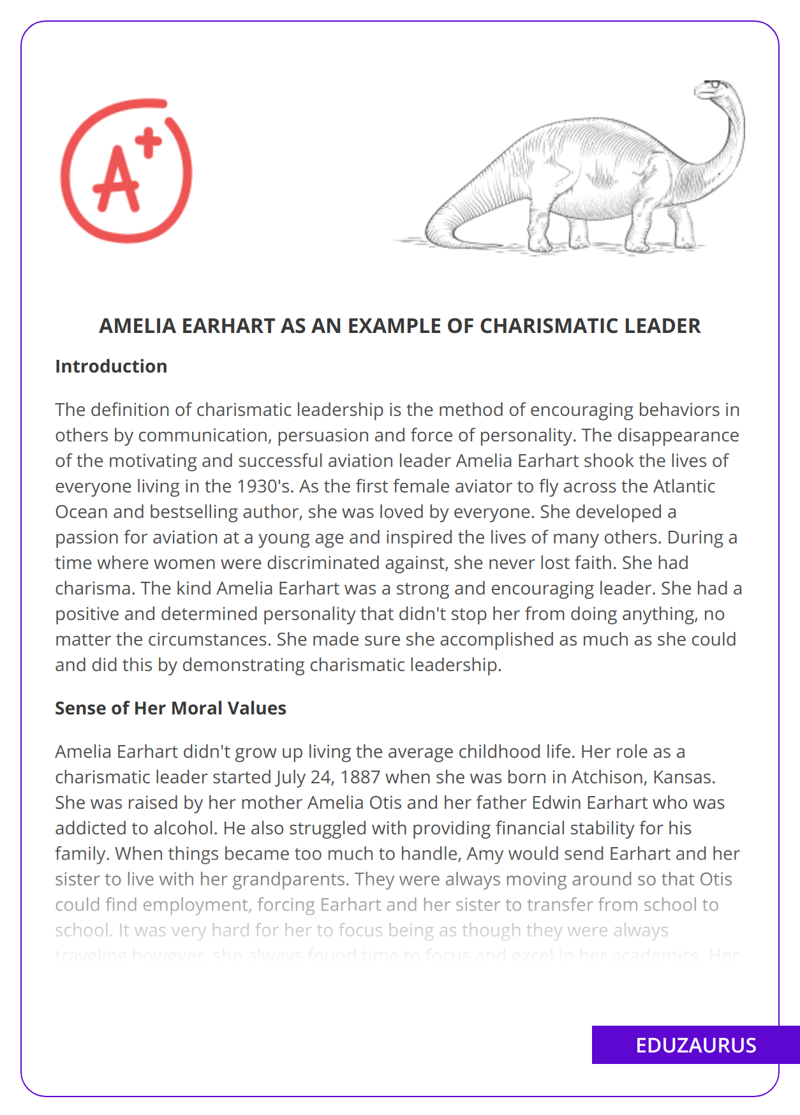 Amelia Earhart Leadership Essay: Example of Charismatic Leader