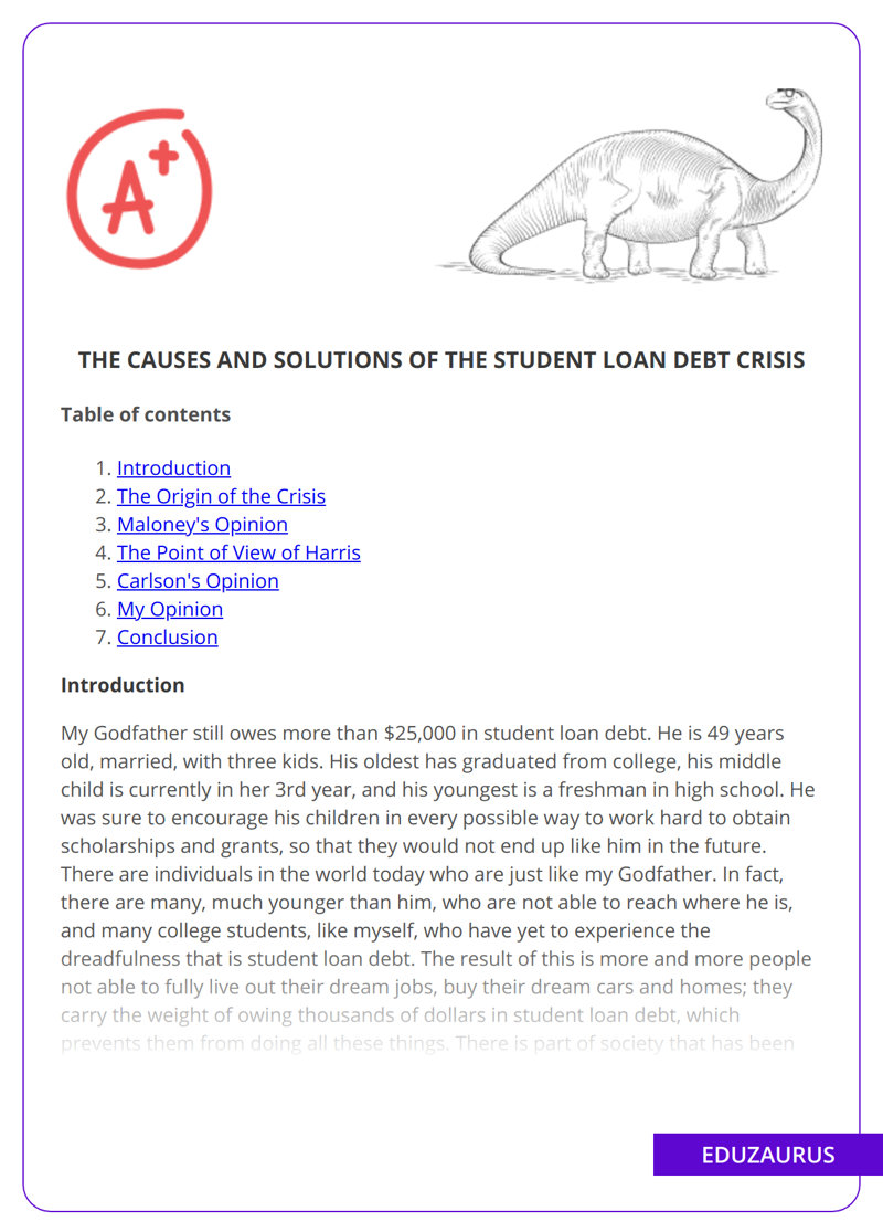 The Causes and Solutions of the Student Loan Debt Crisis