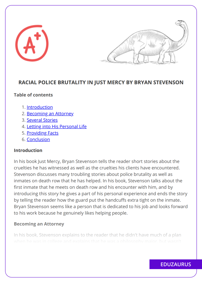 Racial Police Brutality in Just Mercy by Bryan Stevenson