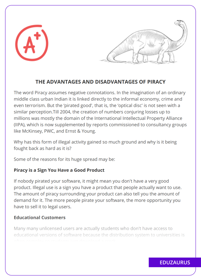 The Advantages and Disadvantages of Piracy