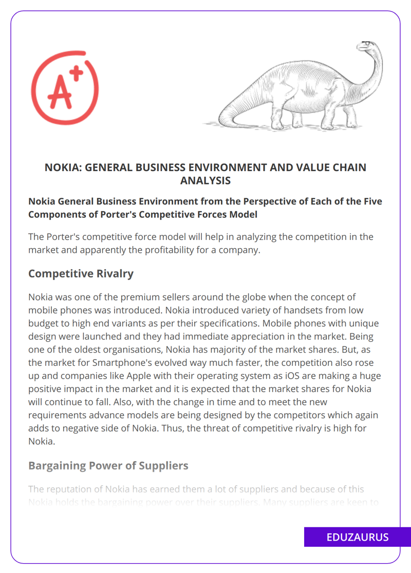 Nokia: General Business Environment and Value Chain Analysis