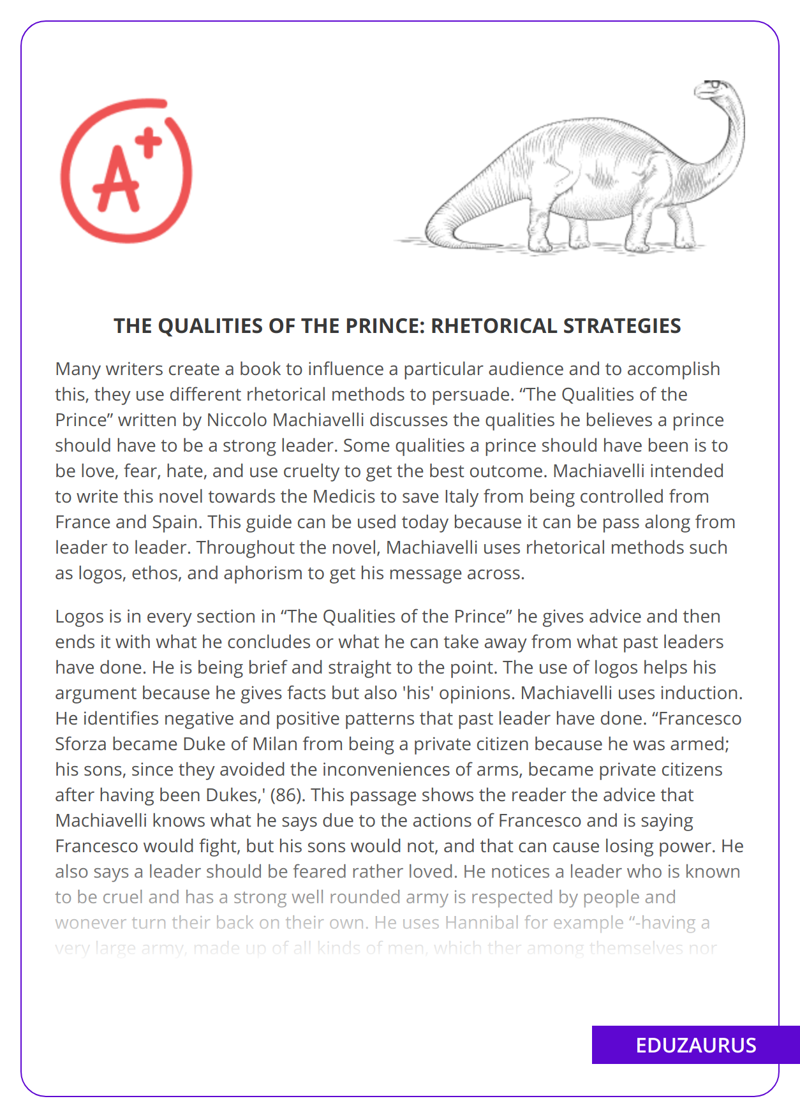 The Qualities of the Prince: Rhetorical Strategies 
