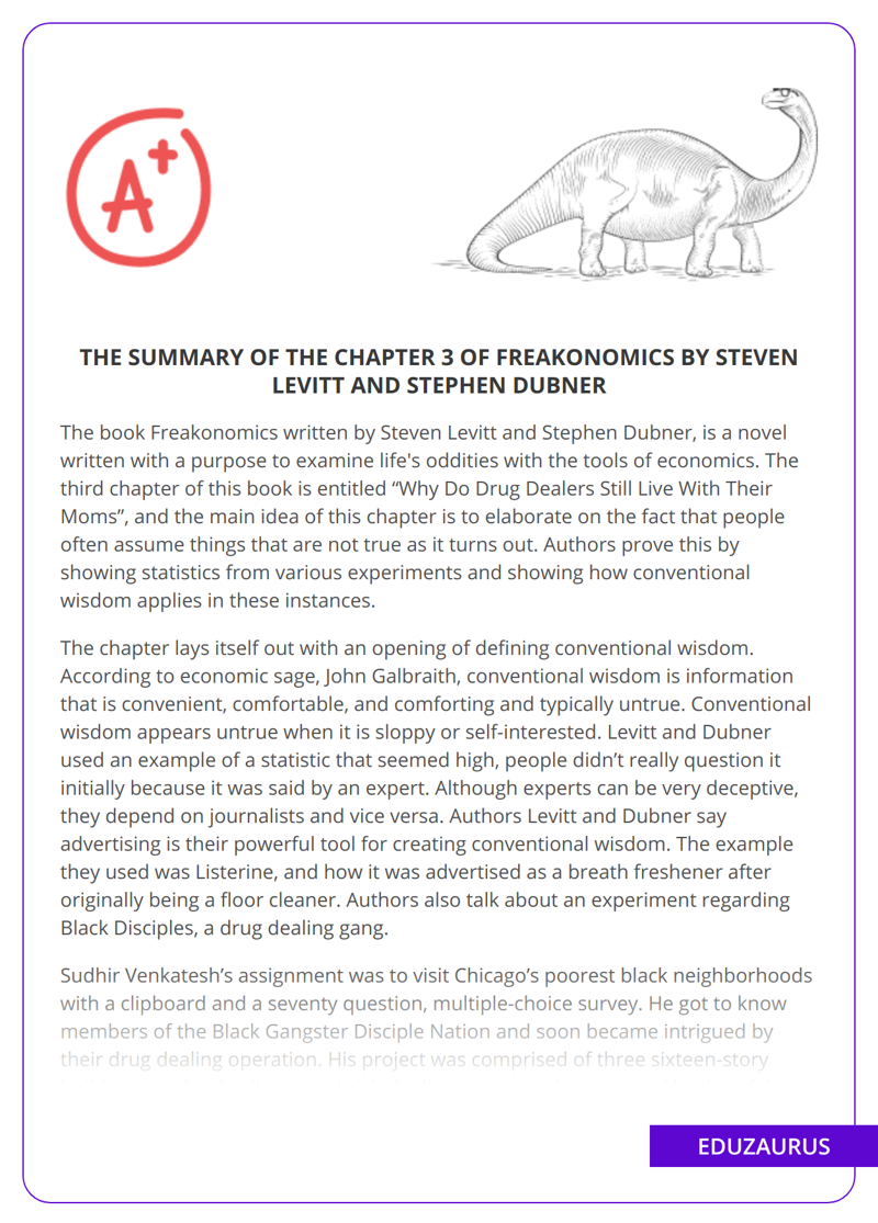 The Summary of the Chapter 3 of Freakonomics by Steven Levitt and Stephen Dubner