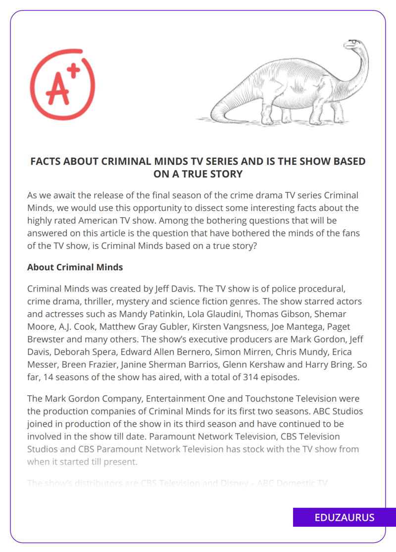 Facts About Criminal Minds TV Series and Is the Show Based on a True Story