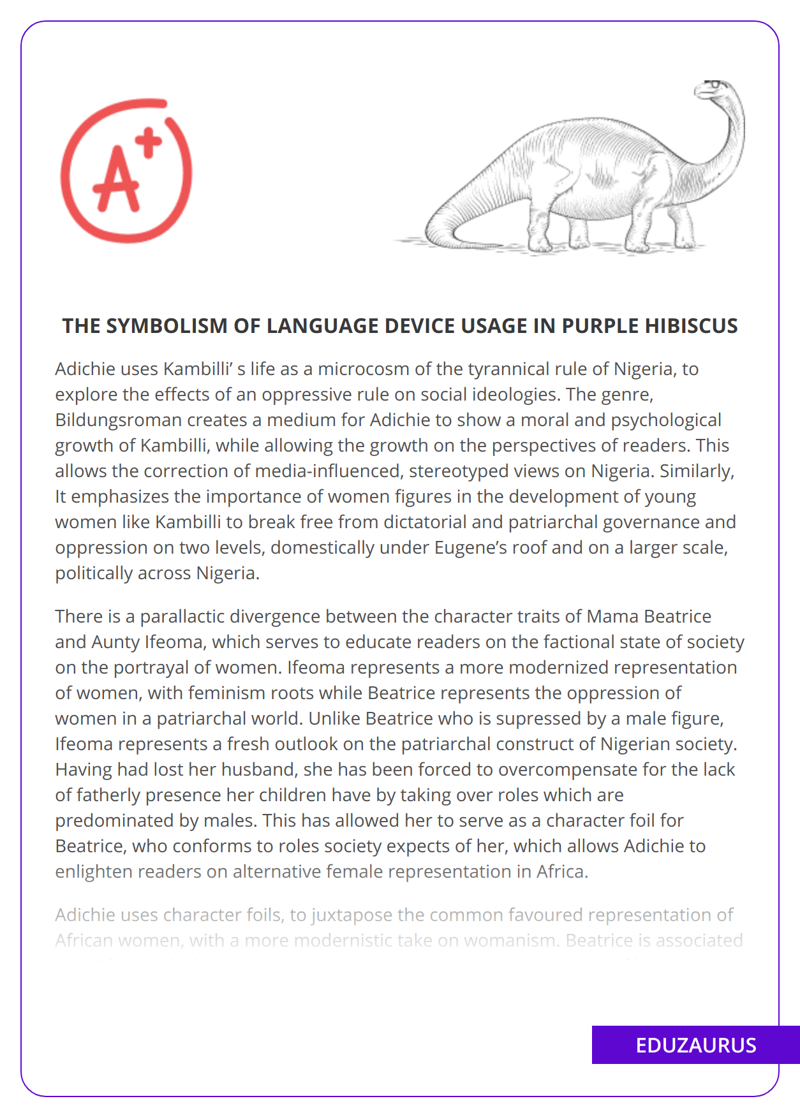 The Symbolism of Language Device Usage in Purple Hibiscus