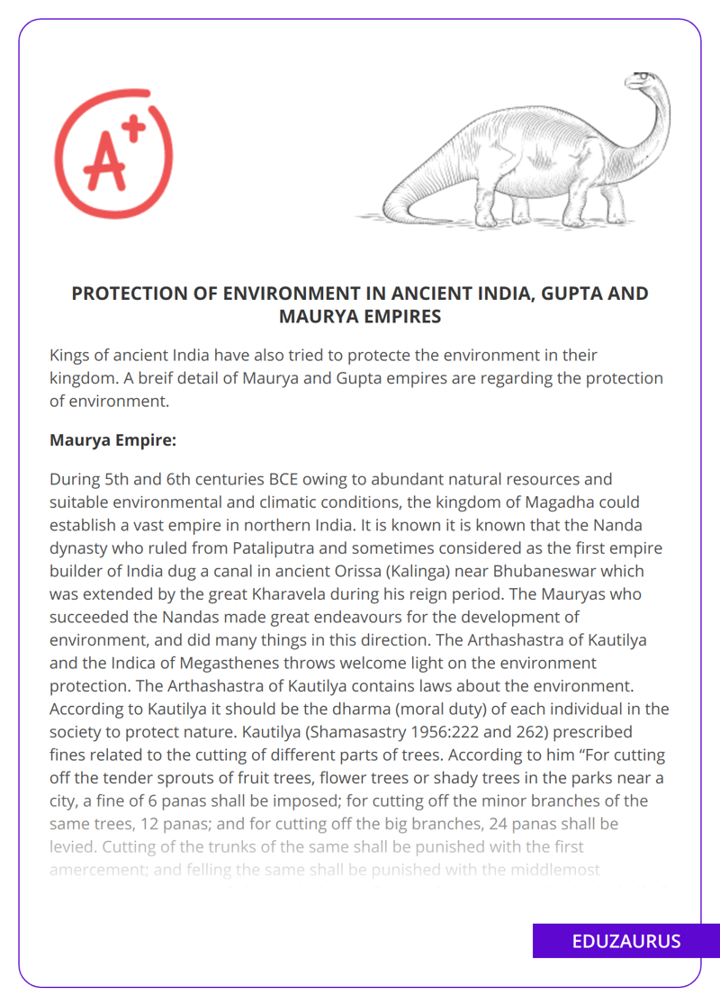 Protection Of Environment In Ancient India, Gupta And Maurya Empires