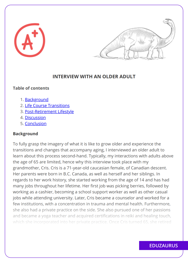 Interview With An Older Adult