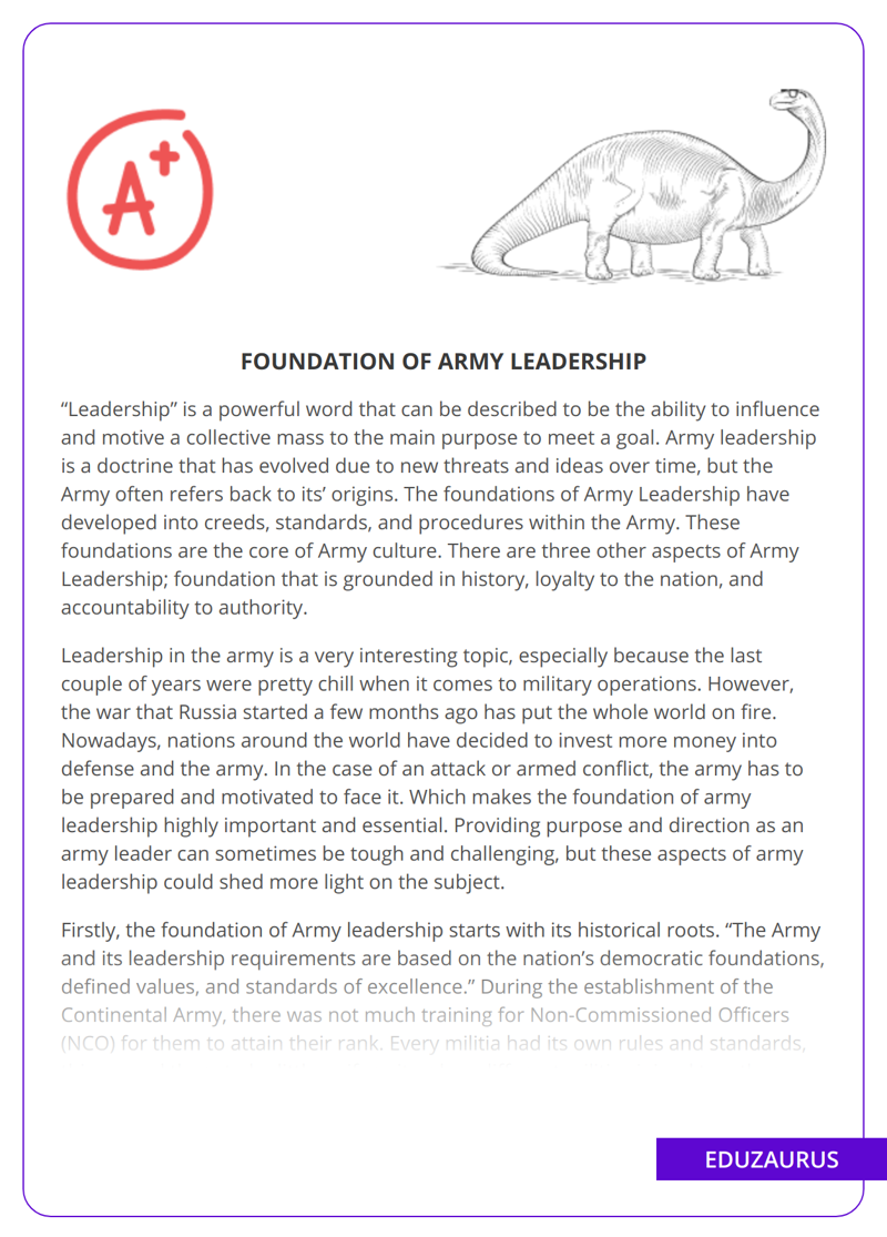 Foundation of Army Leadership Essay