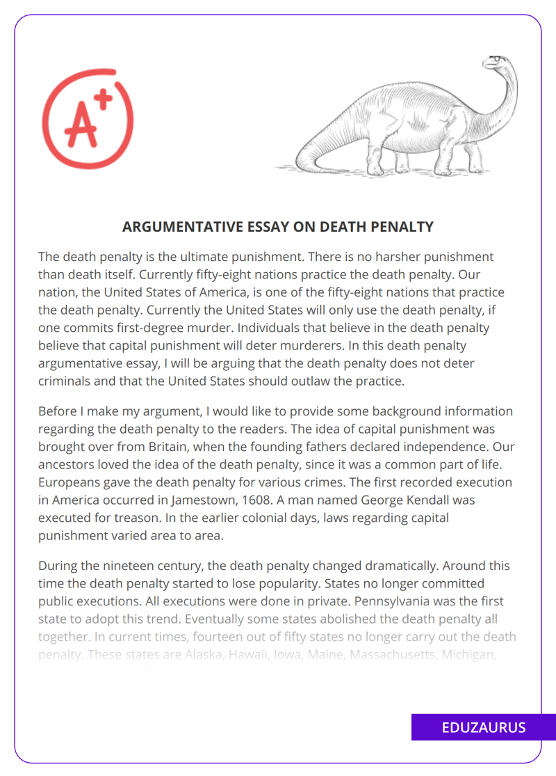 Argumentative Essay on Death Penalty
