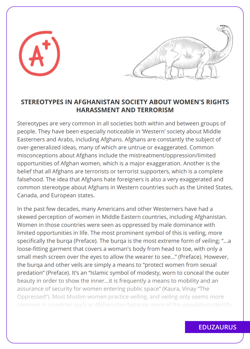 Stereotypes In Afghanistan Society About Women’s Rights Harassment And Terrorism