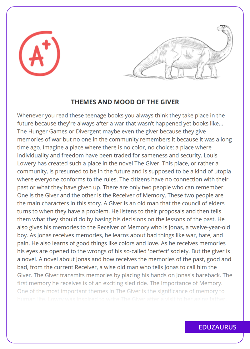 Themes And Mood Of The Giver