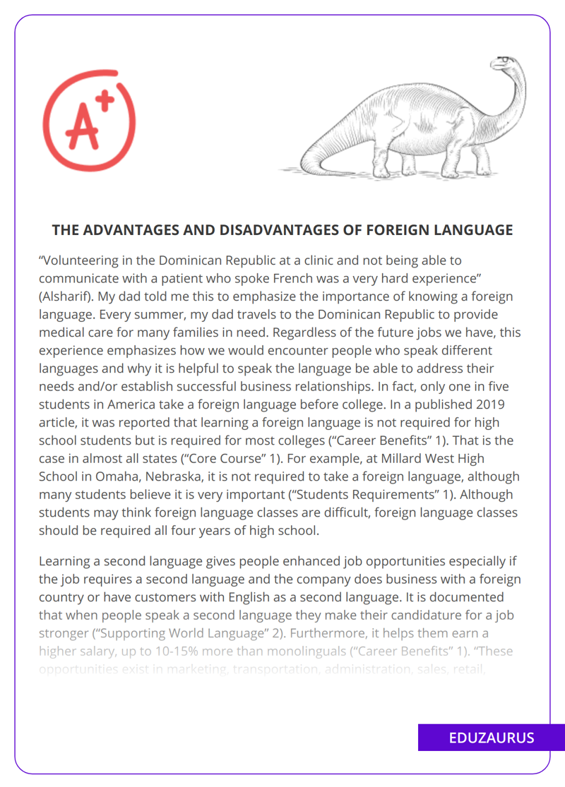 The Advantages And Disadvantages Of Foreign Language