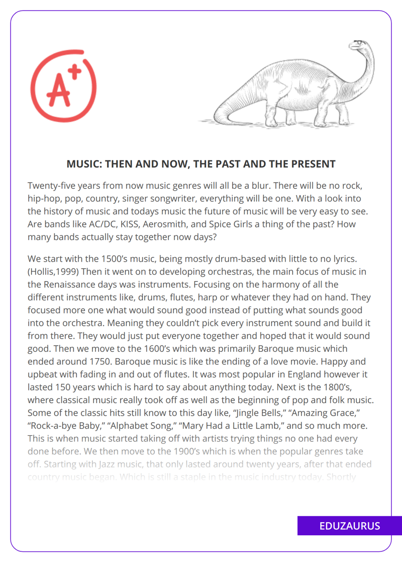 Music: Then And Now, The Past And The Present