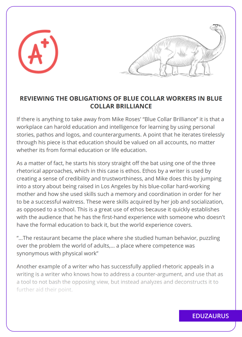 Reviewing The Obligations Of Blue Collar Workers In Blue Collar Brilliance